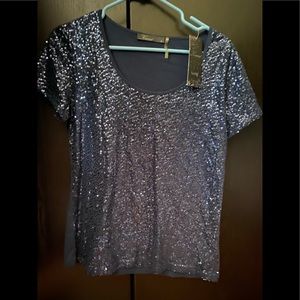 Navy blue sequin shirt